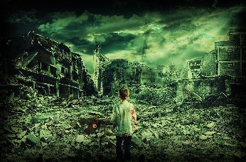 [child in destroyed city]